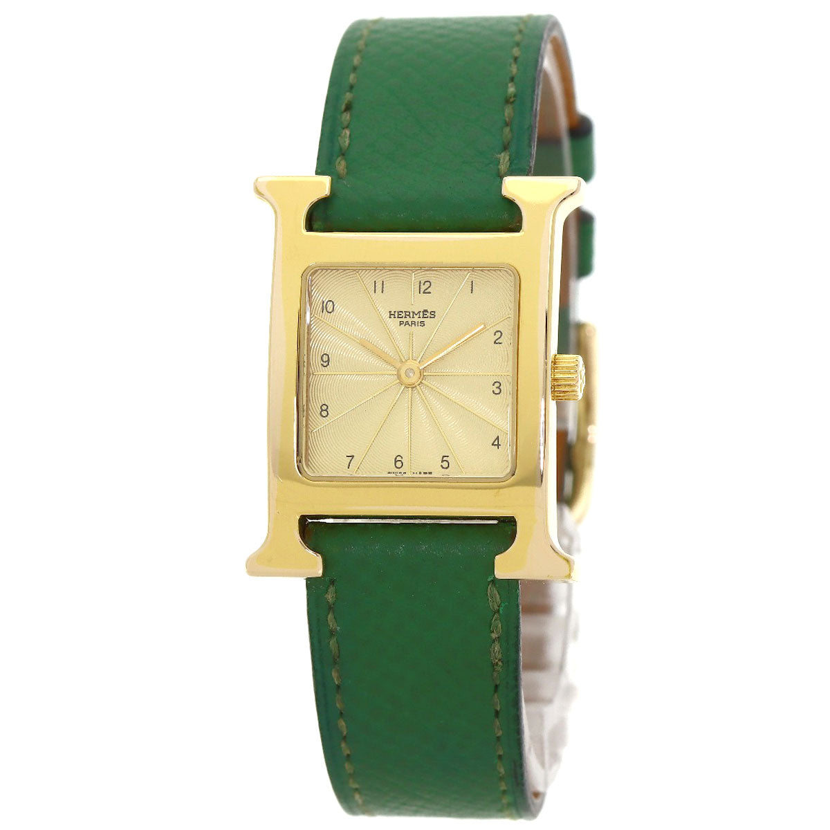HERMES H watch Watches HH1.201 Gold Plated/Leather Ladies