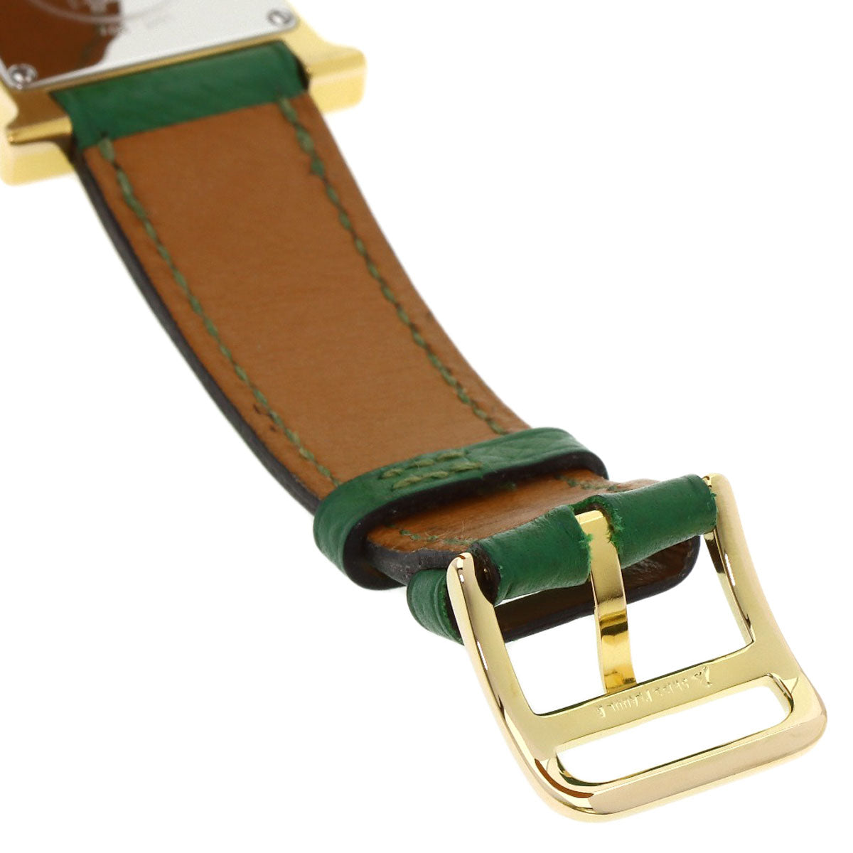 HERMES H watch Watches HH1.201 Gold Plated/Leather Ladies