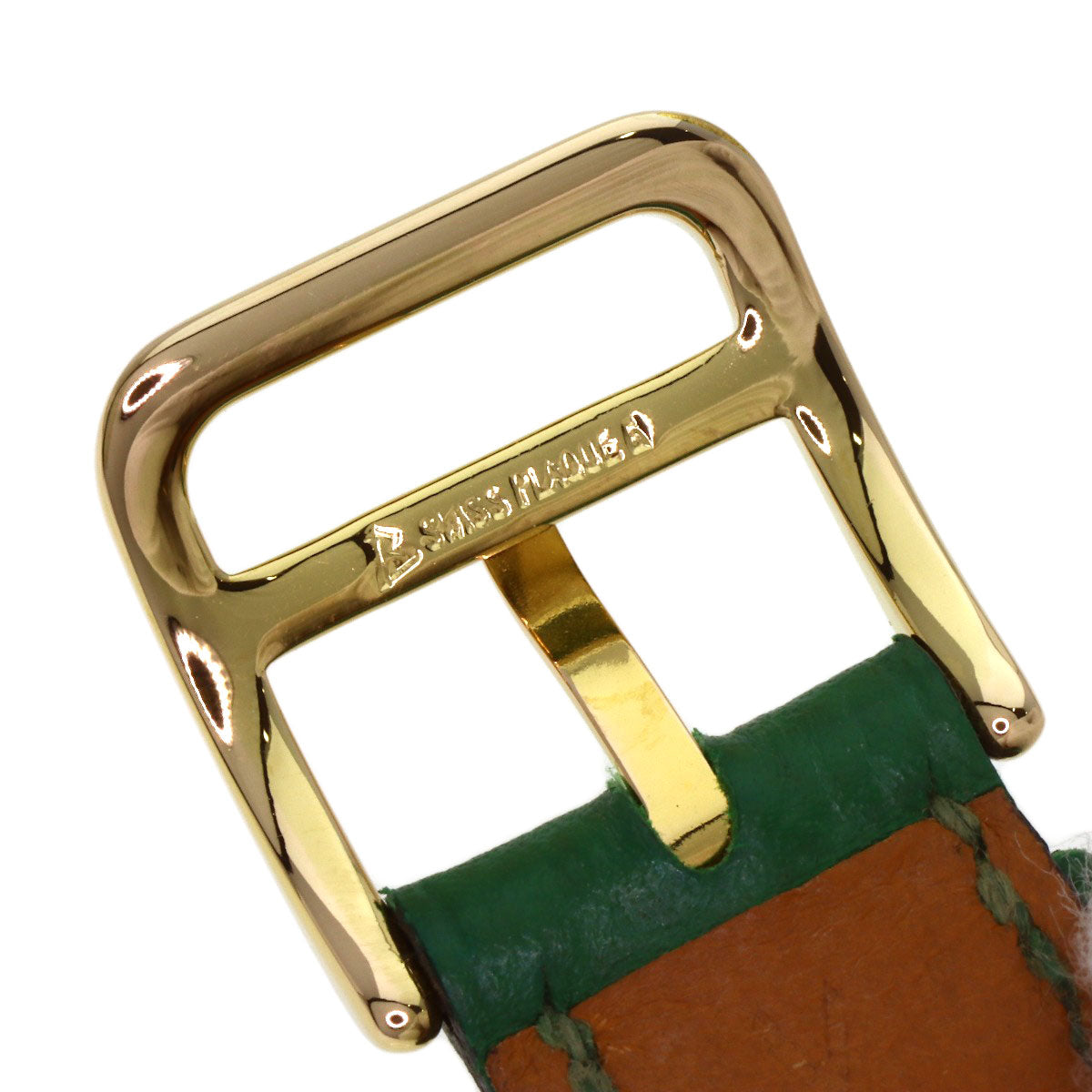 HERMES H watch Watches HH1.201 Gold Plated/Leather Ladies