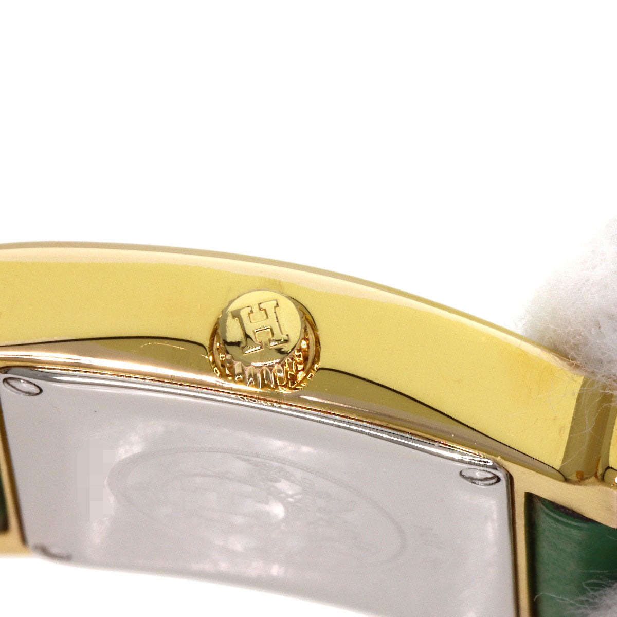 HERMES H watch Watches HH1.201 Gold Plated/Leather Ladies