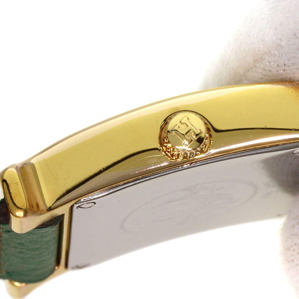 HERMES H watch Watches HH1.201 Gold Plated/Leather Ladies