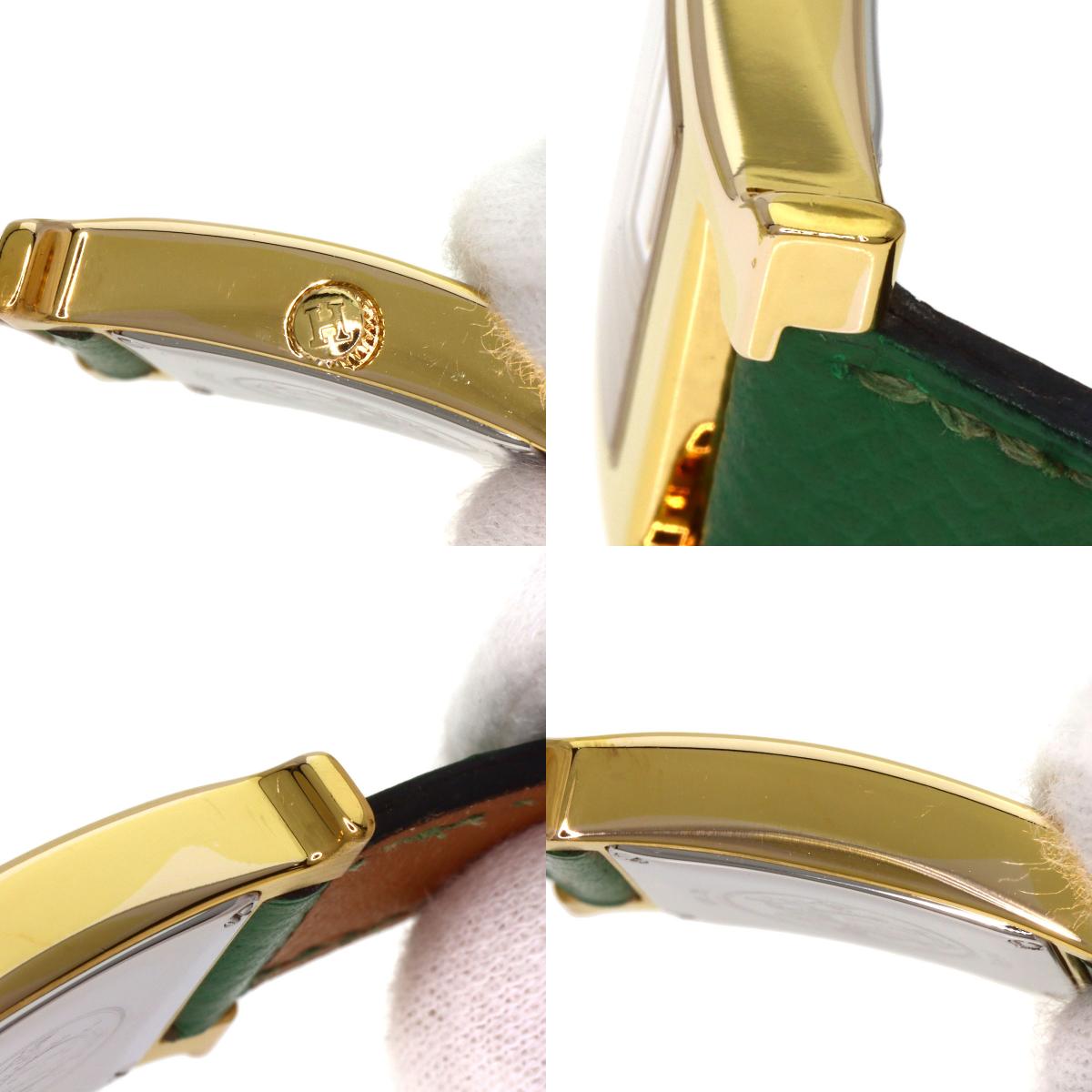 HERMES H watch Watches HH1.201 Gold Plated/Leather Ladies
