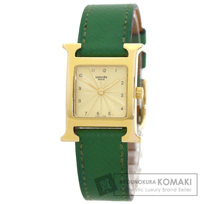 HERMES H watch Watches HH1.201 Gold Plated/Leather Ladies