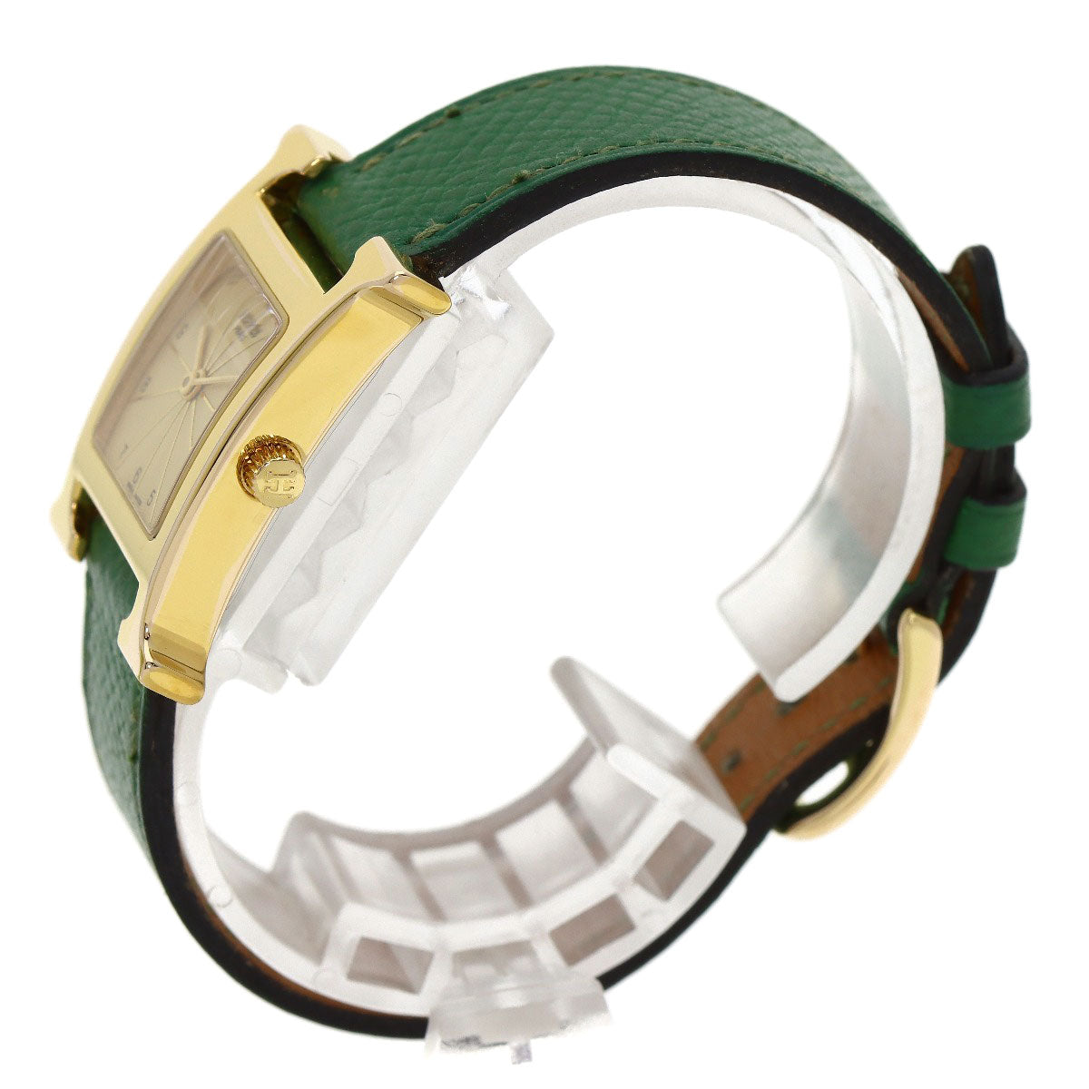 HERMES H watch Watches HH1.201 Gold Plated/Leather Ladies