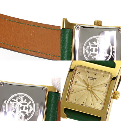 HERMES H watch Watches HH1.201 Gold Plated/Leather Ladies
