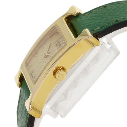 HERMES H watch Watches HH1.201 Gold Plated/Leather Ladies