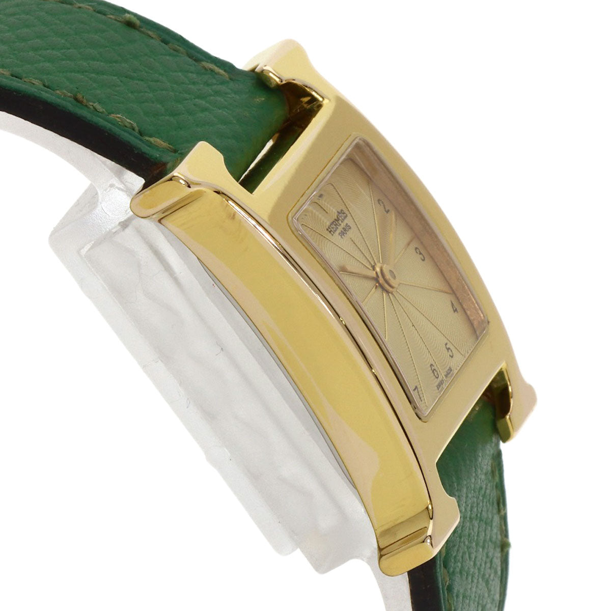 HERMES H watch Watches HH1.201 Gold Plated/Leather Ladies