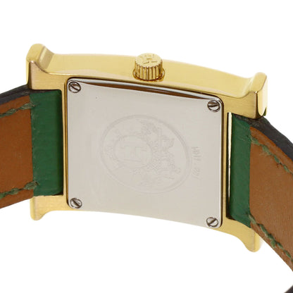 HERMES H watch Watches HH1.201 Gold Plated/Leather Ladies