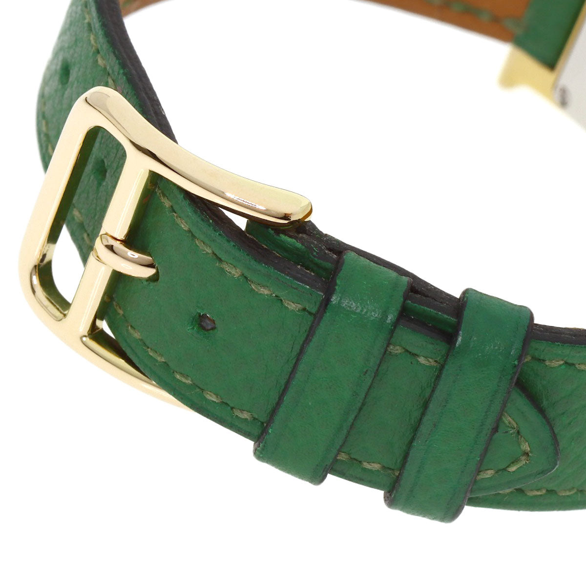 HERMES H watch Watches HH1.201 Gold Plated/Leather Ladies