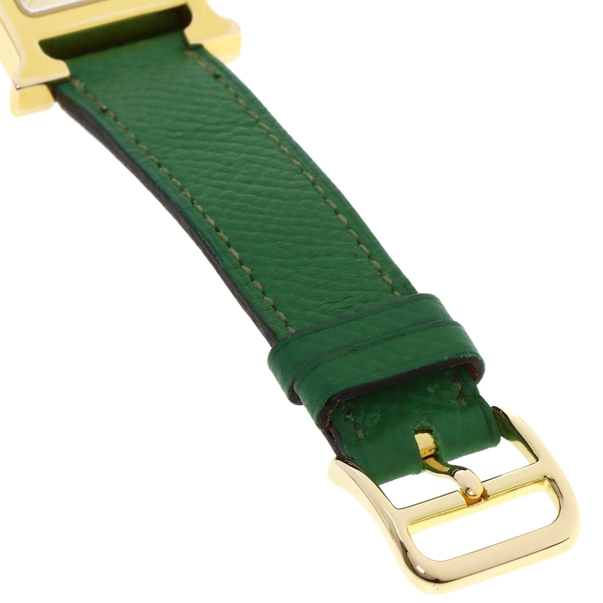 HERMES H watch Watches HH1.201 Gold Plated/Leather Ladies