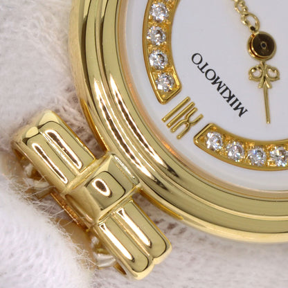 MIKIMOTO Pearl Watch Diamond Watches 062-104 K18 Yellow Gold/Pearl Ladies