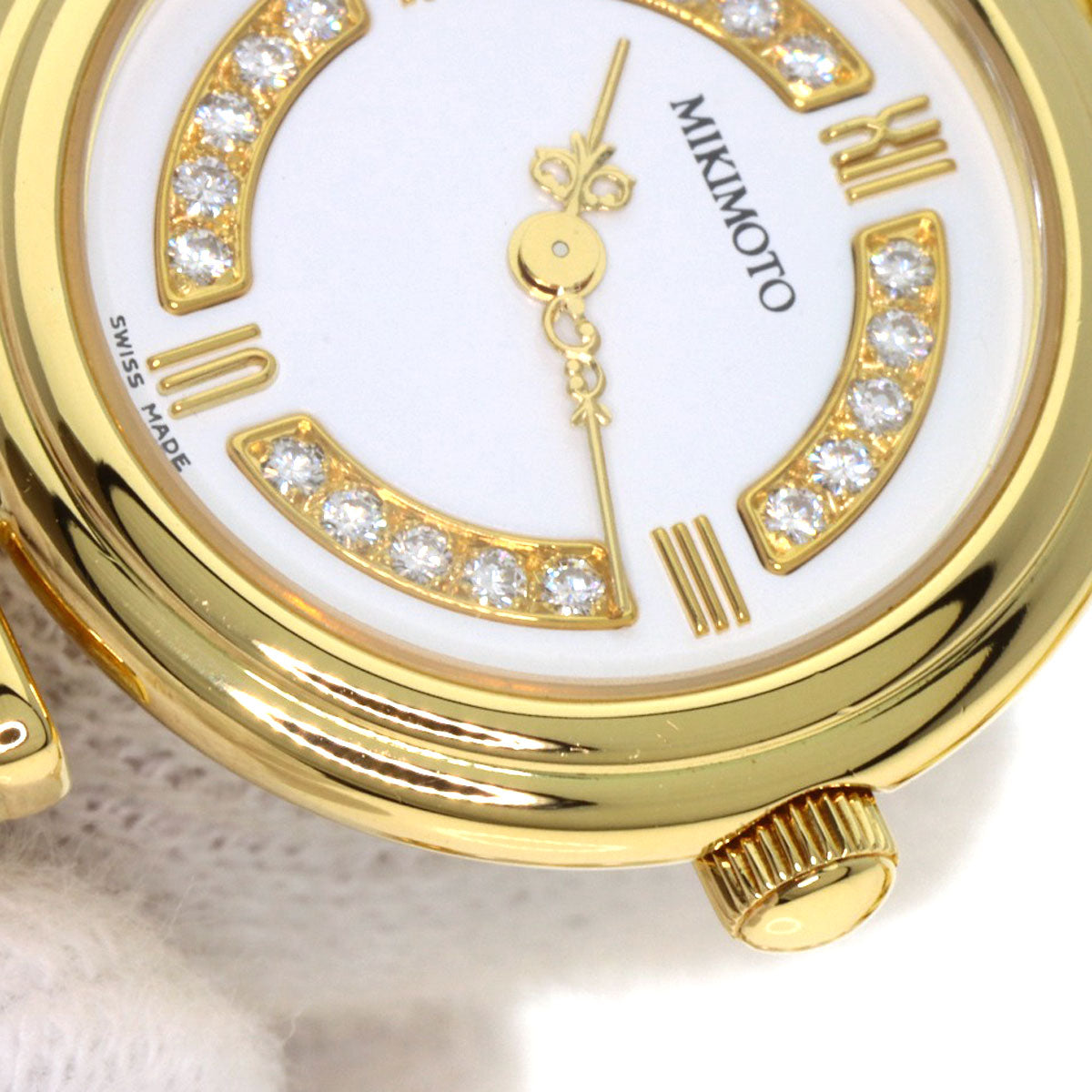 MIKIMOTO Pearl Watch Diamond Watches 062-104 K18 Yellow Gold/Pearl Ladies