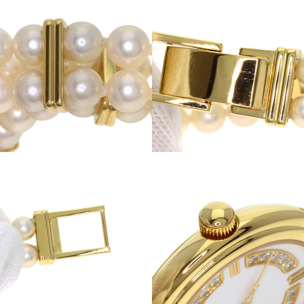 MIKIMOTO Pearl Watch Diamond Watches 062-104 K18 Yellow Gold/Pearl Ladies