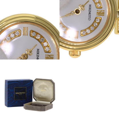 MIKIMOTO Pearl Watch Diamond Watches 062-104 K18 Yellow Gold/Pearl Ladies