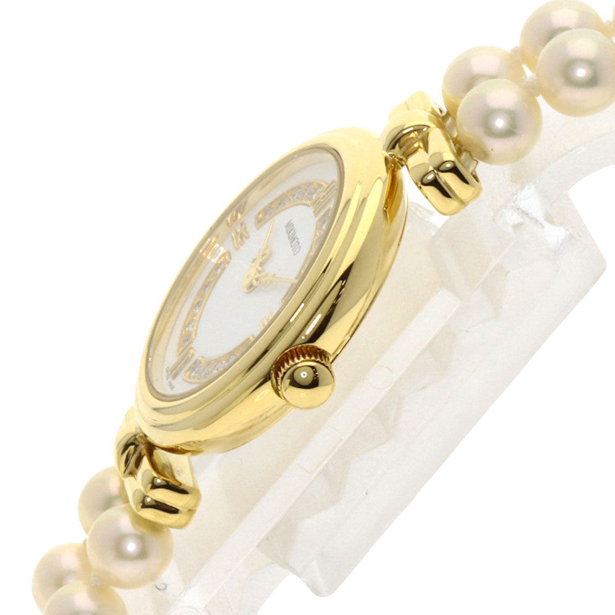 MIKIMOTO Pearl Watch Diamond Watches 062-104 K18 Yellow Gold/Pearl Ladies