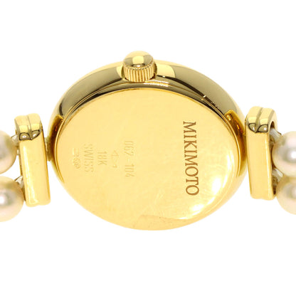 MIKIMOTO Pearl Watch Diamond Watches 062-104 K18 Yellow Gold/Pearl Ladies