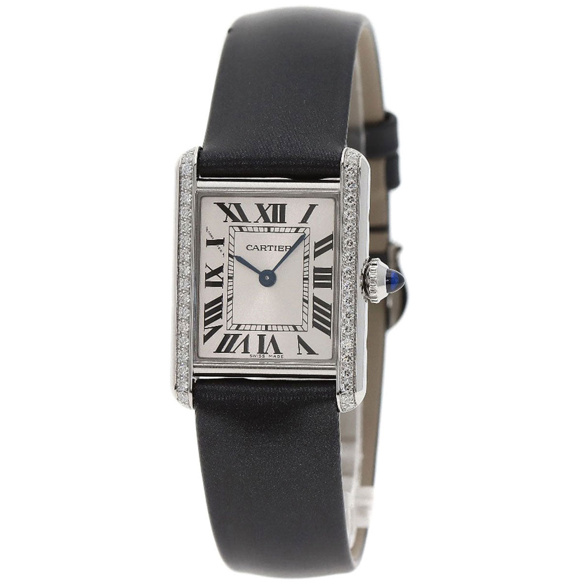 CARTIER Tank Must de Cartier SM Diamond Watches W4TA0016 Stainless Steel/Leather Ladies