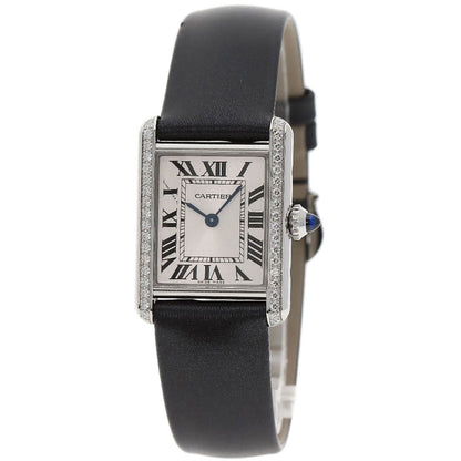 CARTIER Tank Must de Cartier SM Diamond Watches W4TA0016 Stainless Steel/Leather Ladies