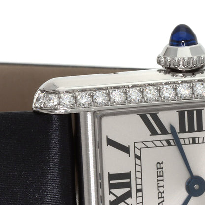 CARTIER Tank Must de Cartier SM Diamond Watches W4TA0016 Stainless Steel/Leather Ladies