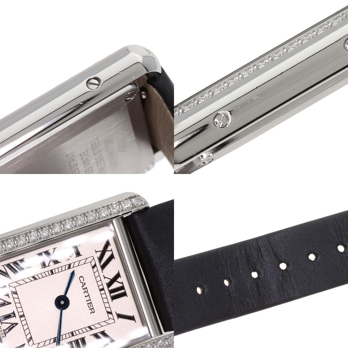 CARTIER Tank Must de Cartier SM Diamond Watches W4TA0016 Stainless Steel/Leather Ladies