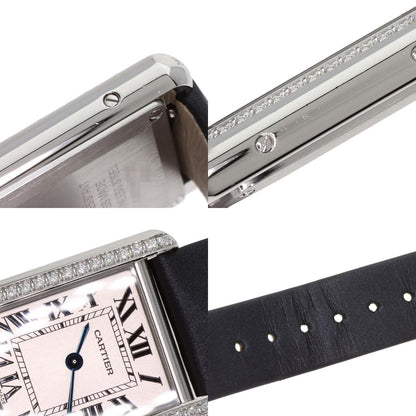 CARTIER Tank Must de Cartier SM Diamond Watches W4TA0016 Stainless Steel/Leather Ladies