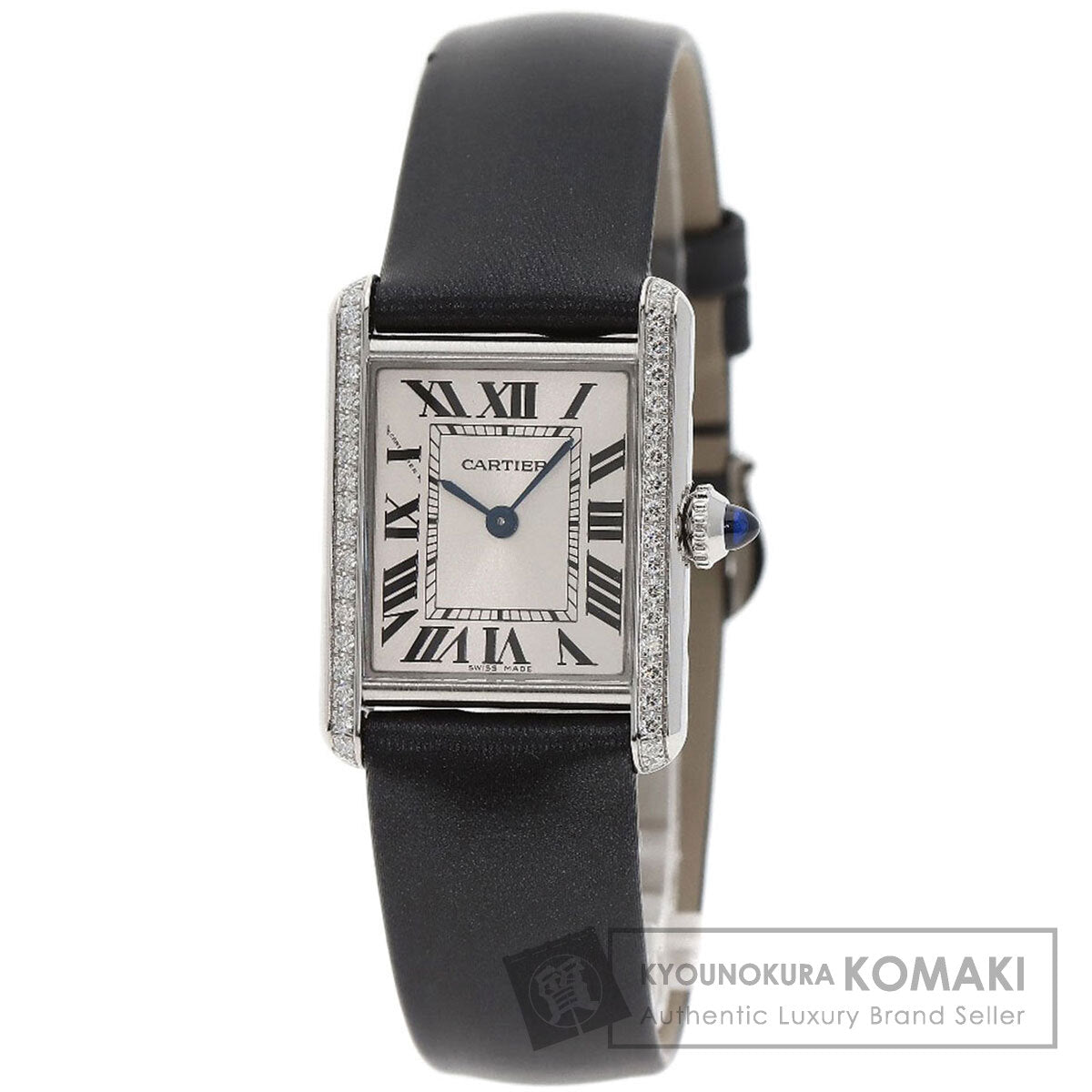CARTIER Tank Must de Cartier SM Diamond Watches W4TA0016 Stainless Steel/Leather Ladies