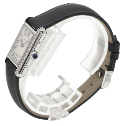 CARTIER Tank Must de Cartier SM Diamond Watches W4TA0016 Stainless Steel/Leather Ladies