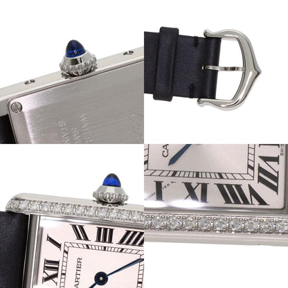 CARTIER Tank Must de Cartier SM Diamond Watches W4TA0016 Stainless Steel/Leather Ladies
