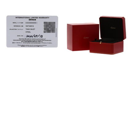 CARTIER Tank Must de Cartier SM Diamond Watches W4TA0016 Stainless Steel/Leather Ladies