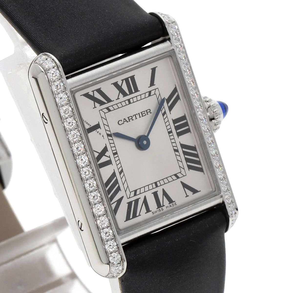 CARTIER Tank Must de Cartier SM Diamond Watches W4TA0016 Stainless Steel/Leather Ladies