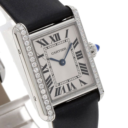 CARTIER Tank Must de Cartier SM Diamond Watches W4TA0016 Stainless Steel/Leather Ladies