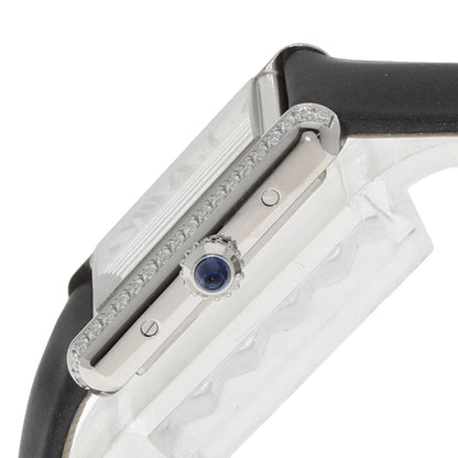CARTIER Tank Must de Cartier SM Diamond Watches W4TA0016 Stainless Steel/Leather Ladies