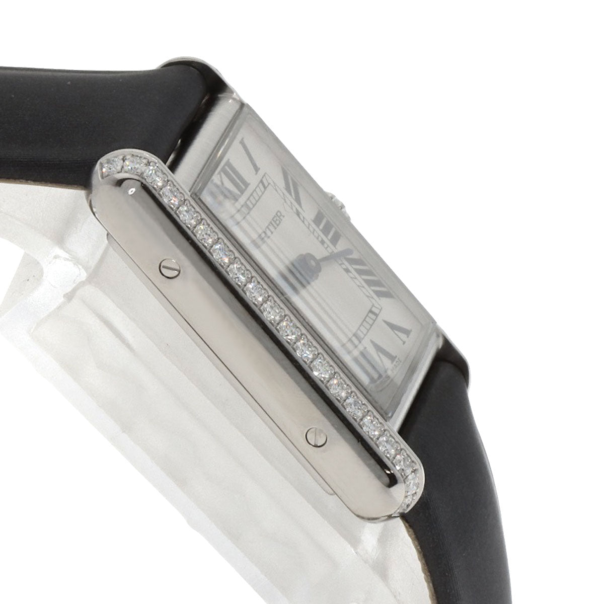 CARTIER Tank Must de Cartier SM Diamond Watches W4TA0016 Stainless Steel/Leather Ladies