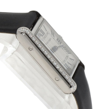 CARTIER Tank Must de Cartier SM Diamond Watches W4TA0016 Stainless Steel/Leather Ladies