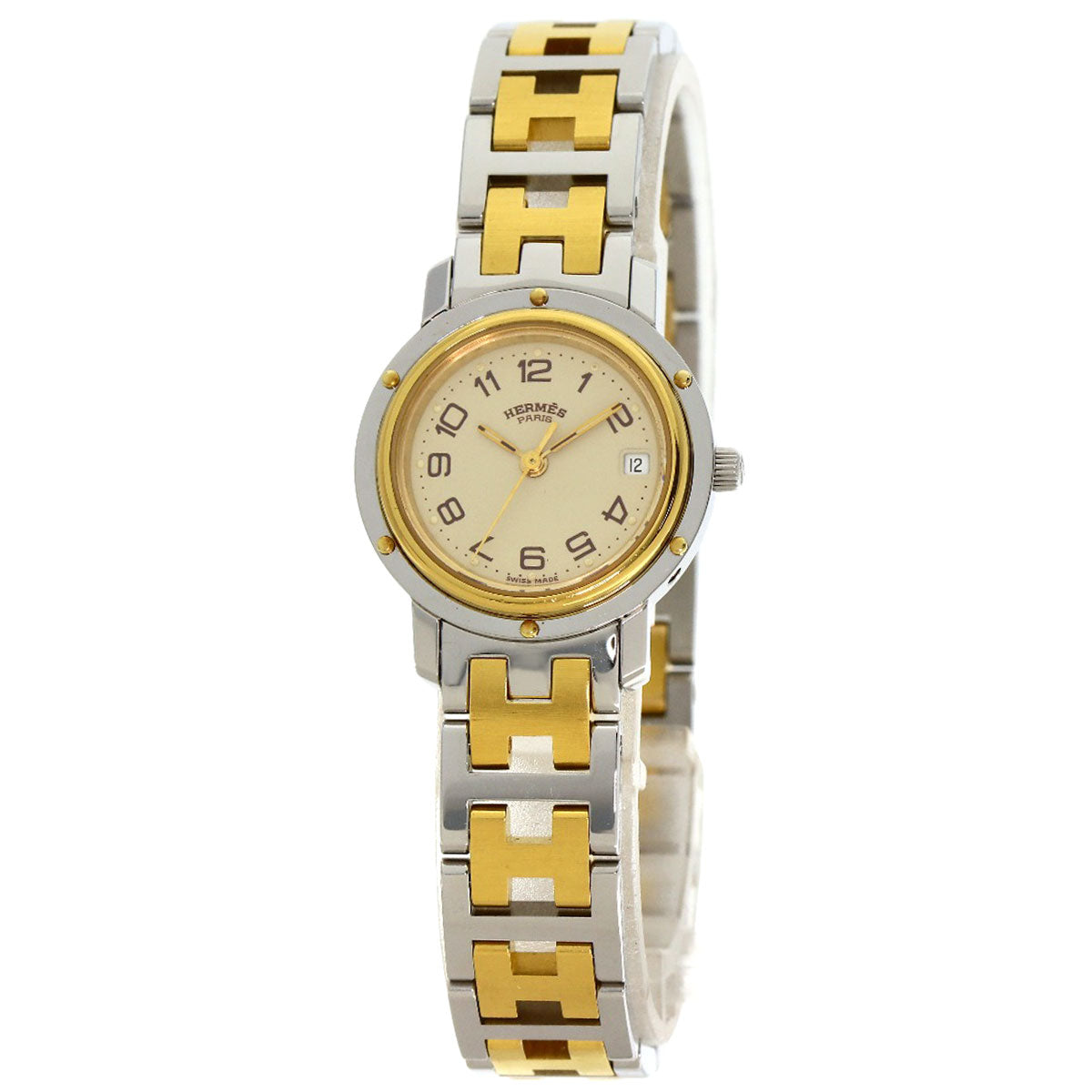 HERMES Clipper Watches Stainless Steel/SSxGP Ladies