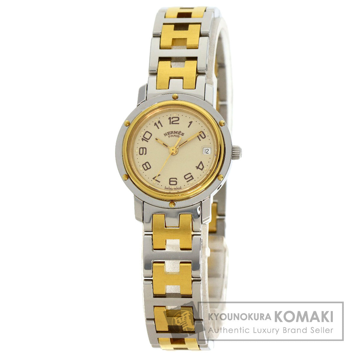 HERMES Clipper Watches Stainless Steel/SSxGP Ladies