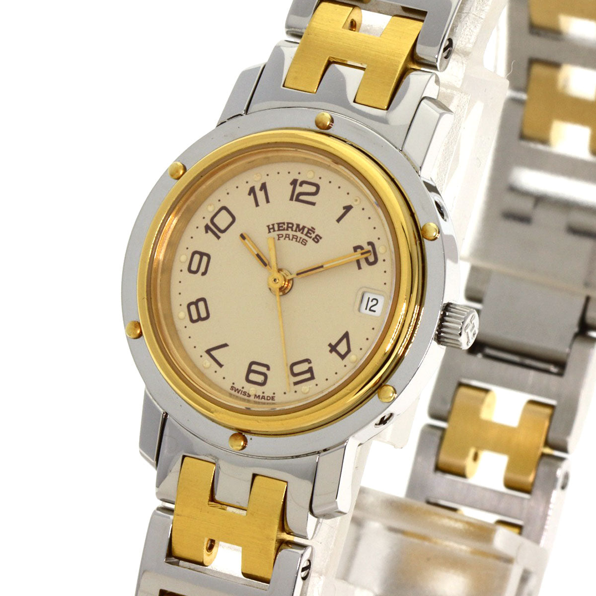 HERMES Clipper Watches Stainless Steel/SSxGP Ladies