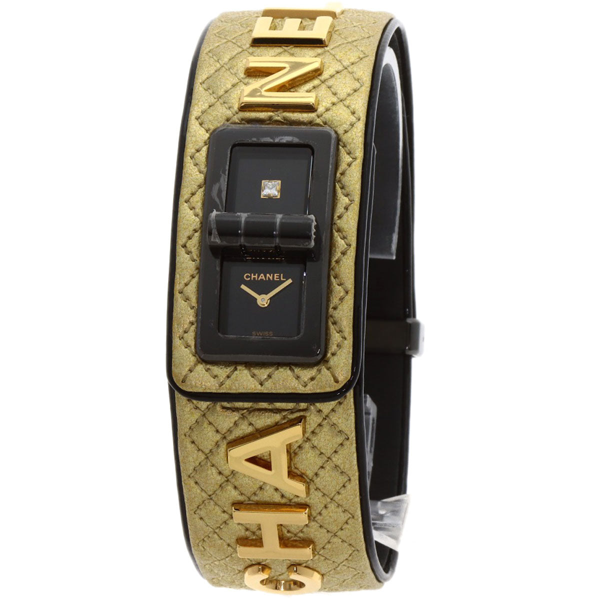 CHANEL Code Coco Cyber Gold 1P Diamond Watches H7945 Stainless Steel/Leather Ladies
