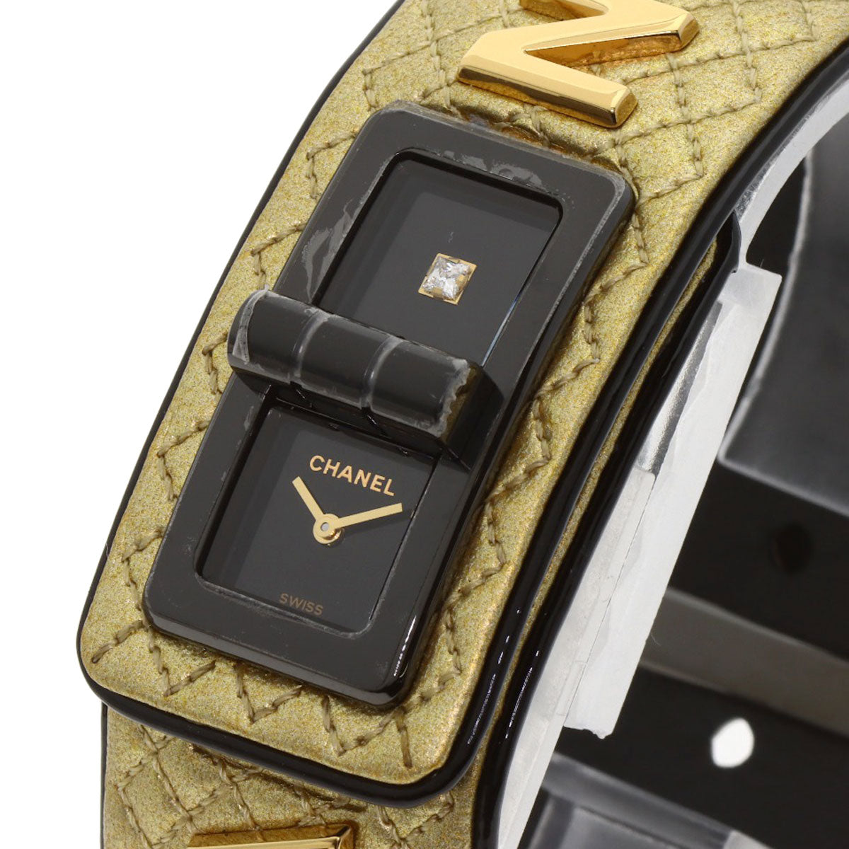 CHANEL Code Coco Cyber Gold 1P Diamond Watches H7945 Stainless Steel/Leather Ladies