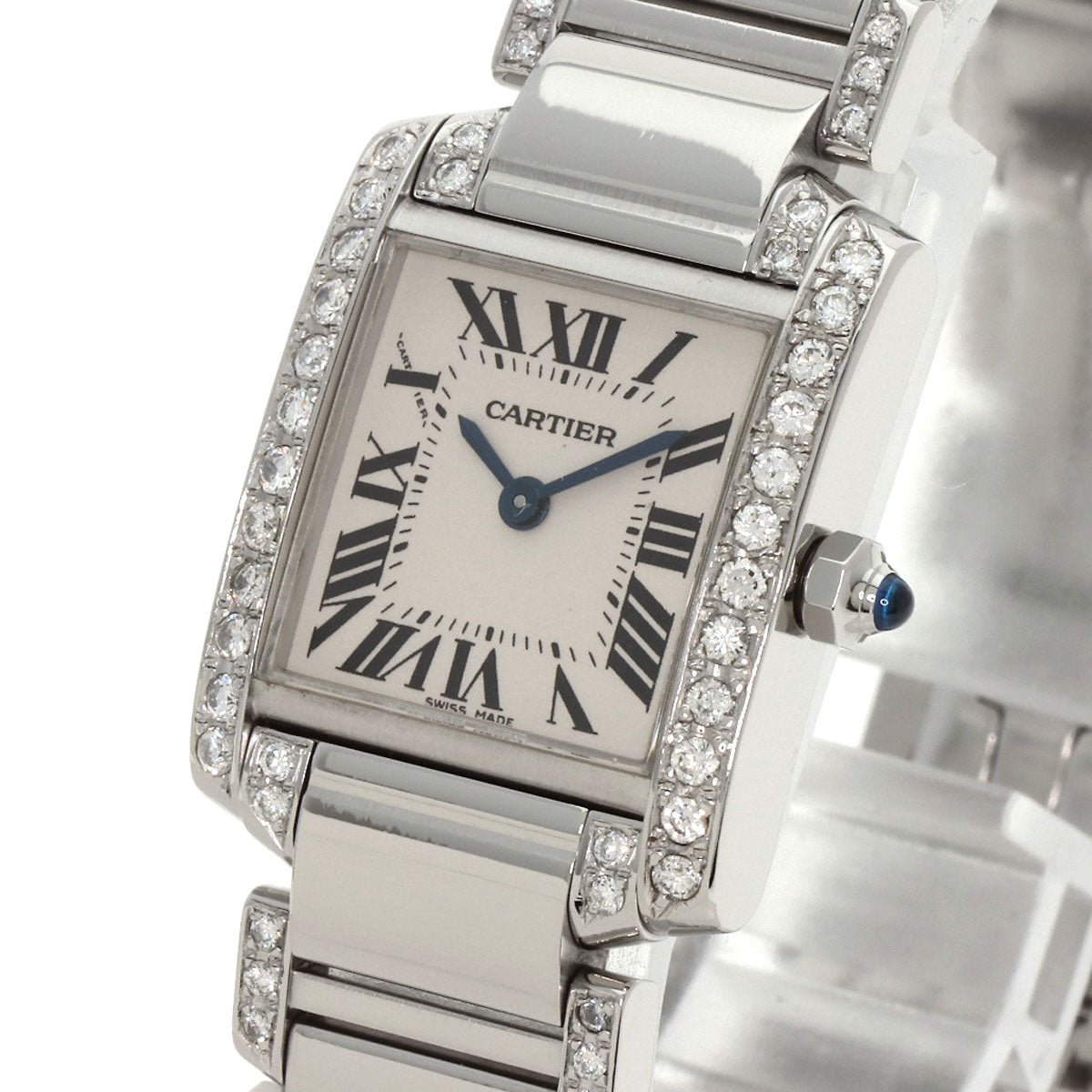CARTIER Tank Française SM After Diamond Watches W51008Q3 Stainless Steel/Stainless Steel Ladies