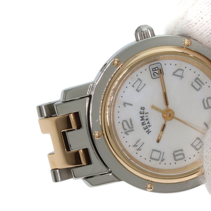 HERMES Clipper Nacre Watches CL4.221 Stainless Steel/SSxGP Ladies