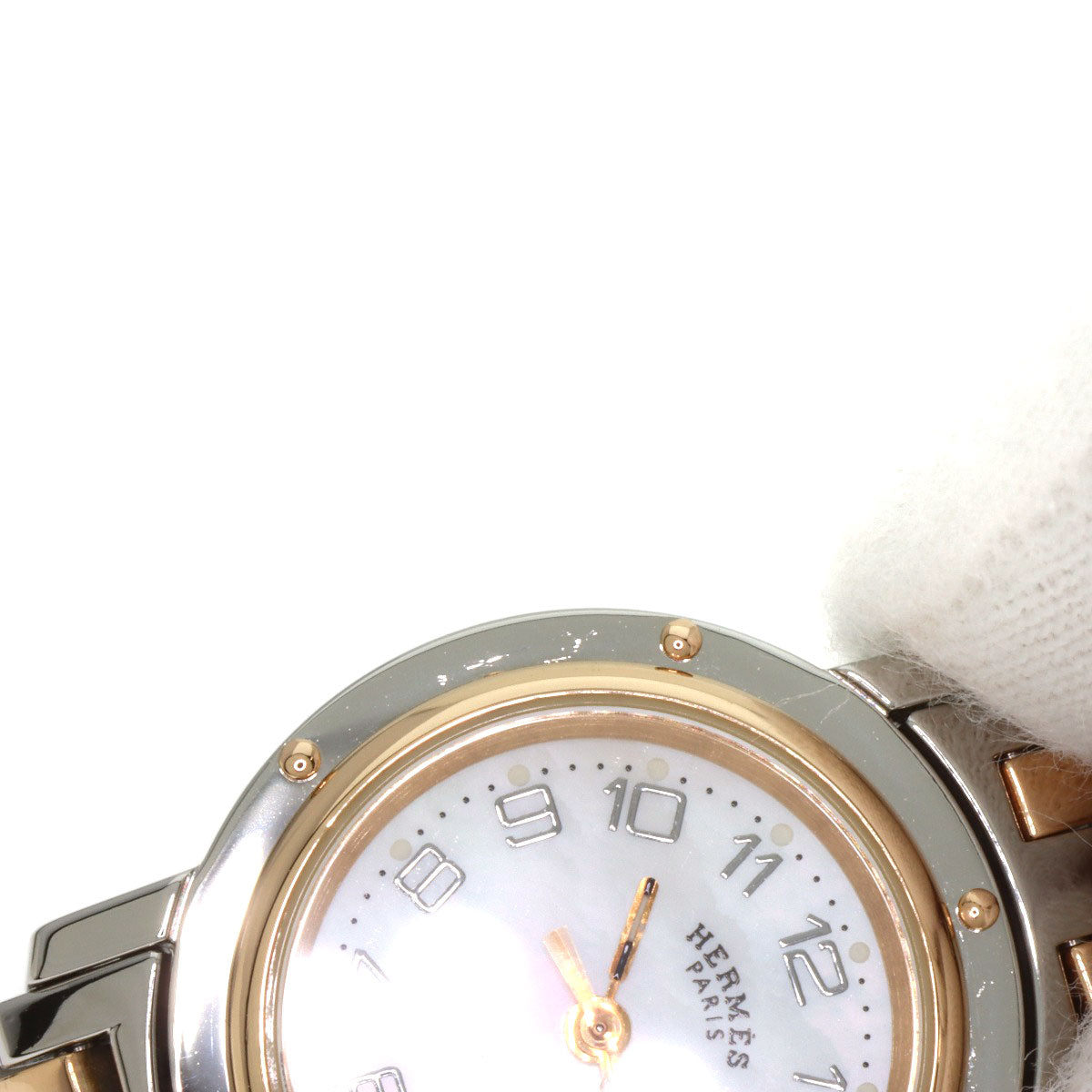 HERMES Clipper Nacre Watches CL4.221 Stainless Steel/SSxGP Ladies