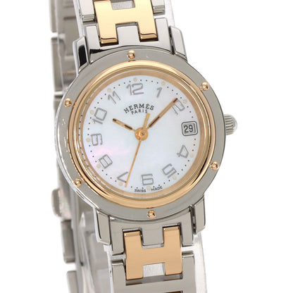 HERMES Clipper Nacre Watches CL4.221 Stainless Steel/SSxGP Ladies