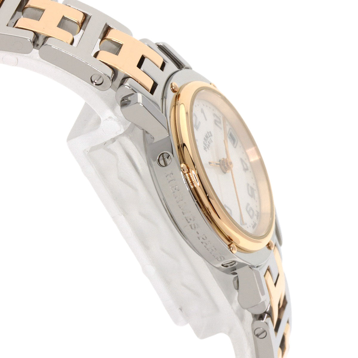 HERMES Clipper Nacre Watches CL4.221 Stainless Steel/SSxGP Ladies
