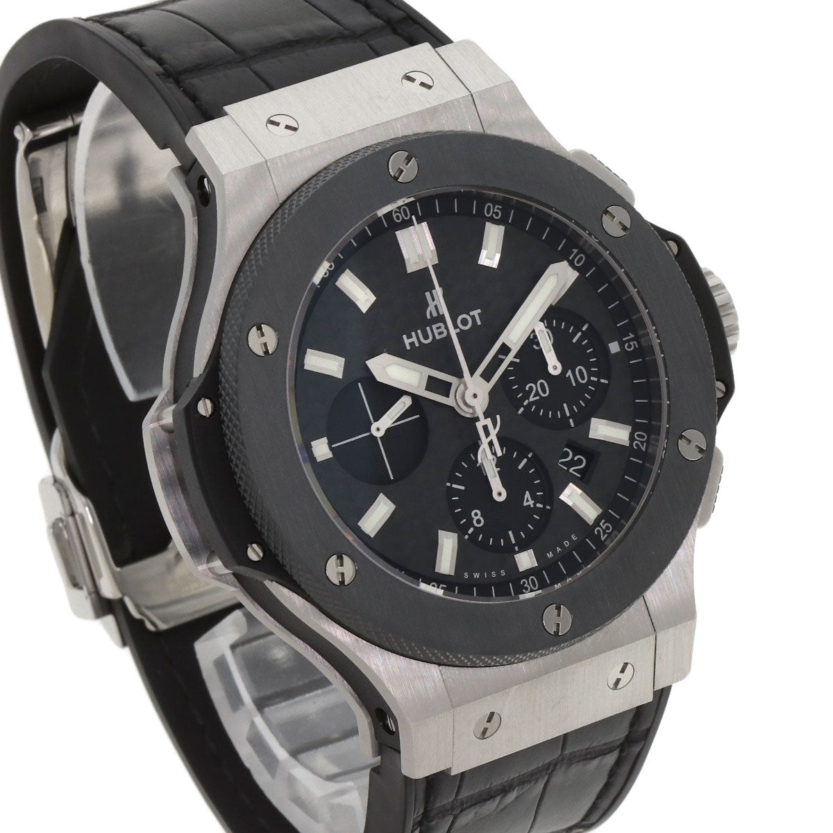 HUBLOT Big Bang Evolution Steel Ceramic Watches 301.SM.1770.RX Stainless Steel/Rubber x leather mens