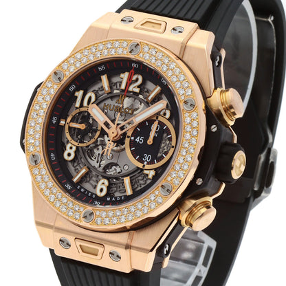HUBLOT Big Bang Unico King Gold Diamond Watches 411.OX.1180.RX K18 Pink Gold/Rubber mens