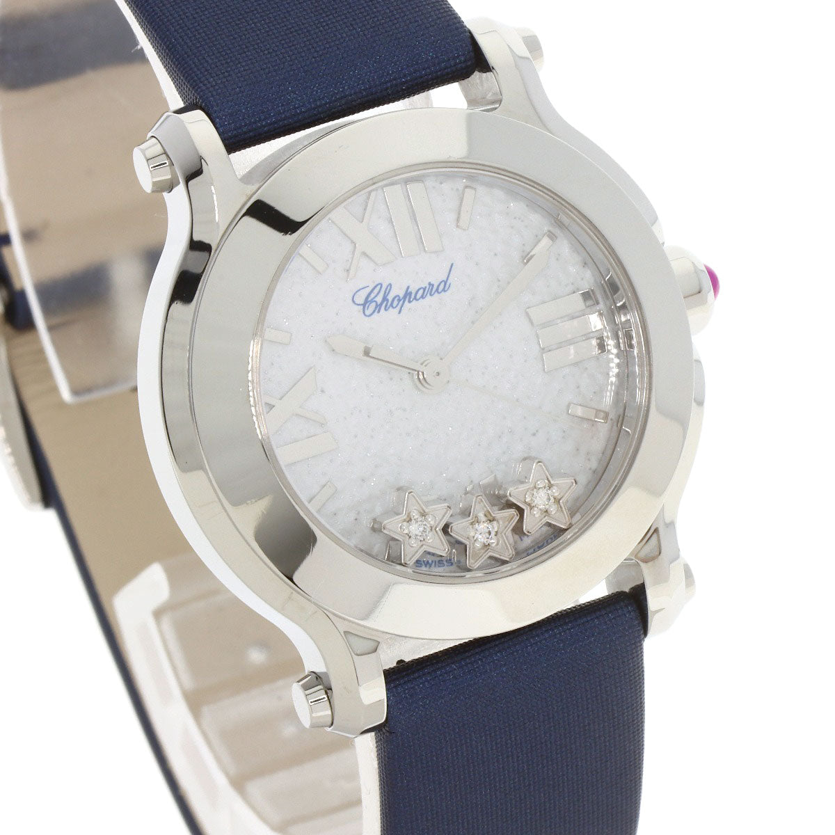 Chopard Happy Sports 3P Diamond Watches 27/8509 Stainless Steel/Satin x Leather Ladies