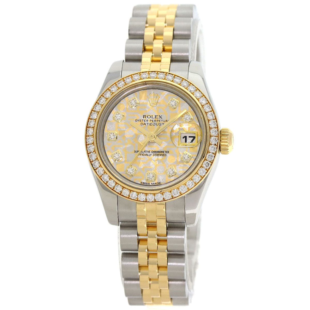 ROLEX Datejust 10P Bezel Diamond Gold Crystal Watches 179383G Stainless Steel/SSxK18YG Ladies