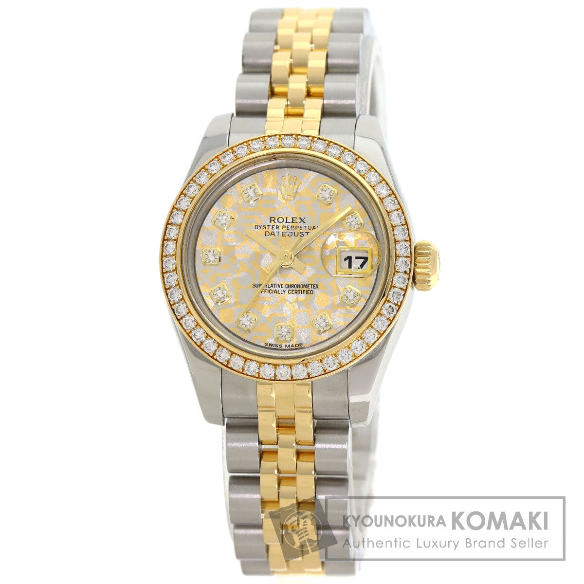 ROLEX Datejust 10P Bezel Diamond Gold Crystal Watches 179383G Stainless Steel/SSxK18YG Ladies