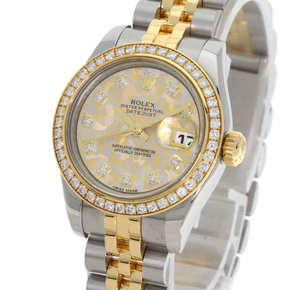 ROLEX Datejust 10P Bezel Diamond Gold Crystal Watches 179383G Stainless Steel/SSxK18YG Ladies